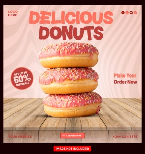 特价甜甜圈美食宣传海报设计